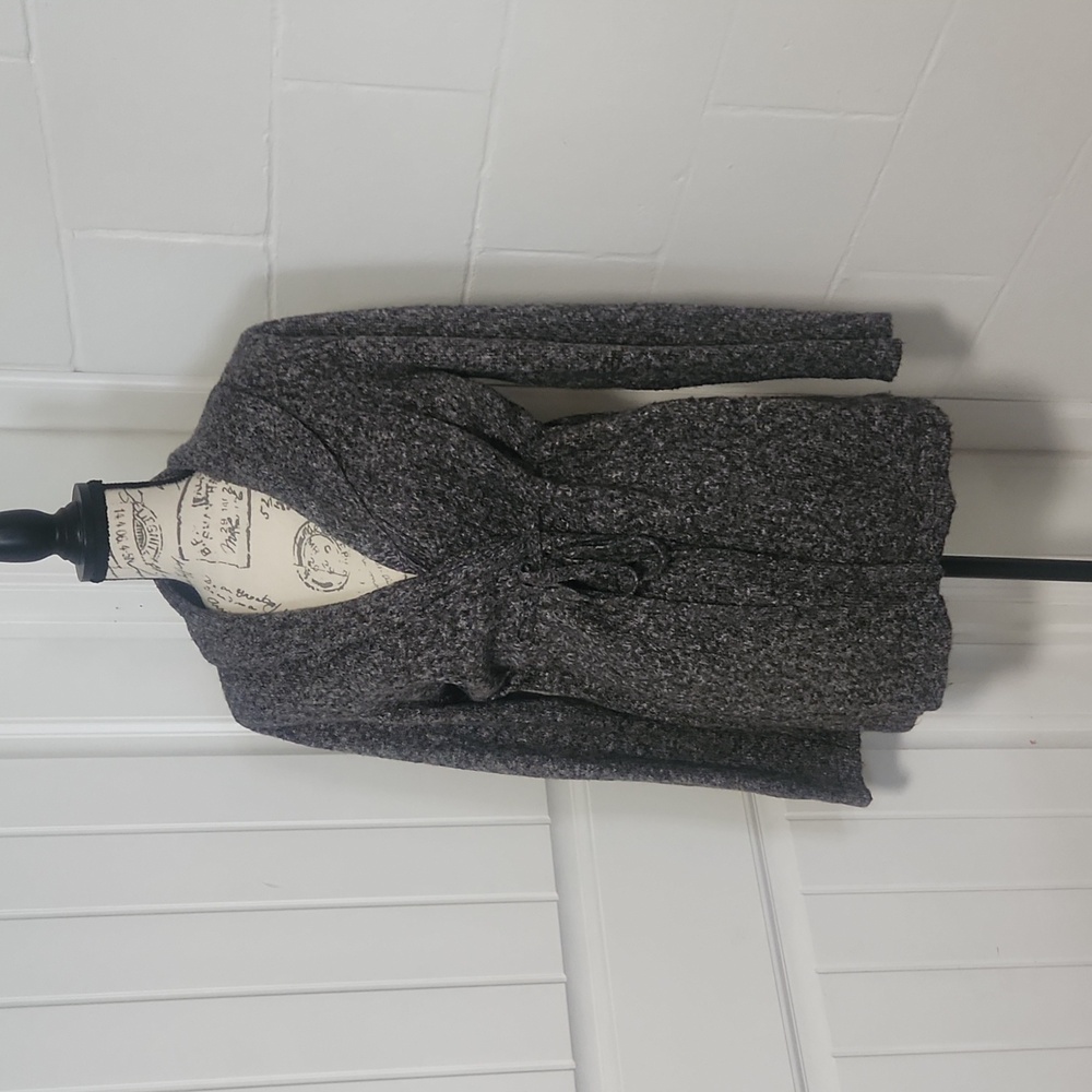 Motherhood Maternity Gray Charcoal Knit Tie-Waist Cardigan